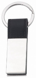 KR7 Polished metal and black PU key ring